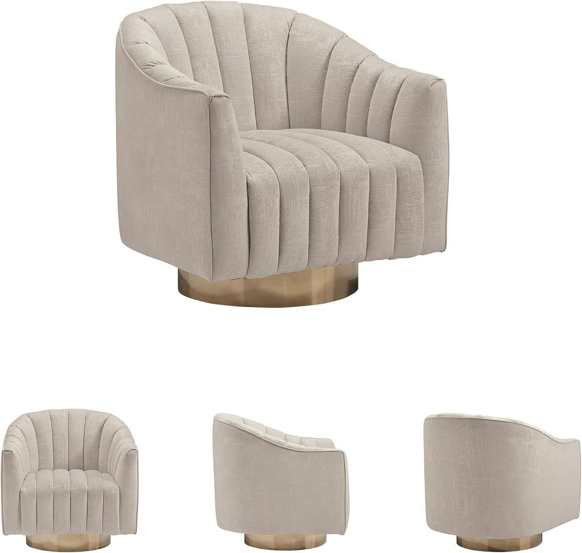 Signature Design by Ashley Swivel Barrel Accent Chair, Pearl, Penzlin
