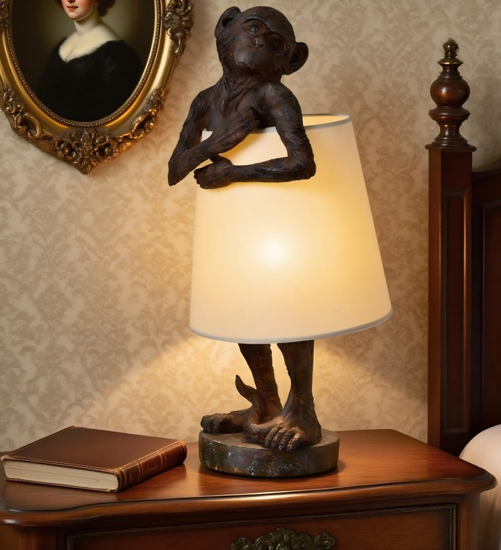 Bronze Monkey Accent Table Lamp