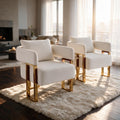 Upholstered Barrel Accent Chairs with Gold Legs – Set of 2