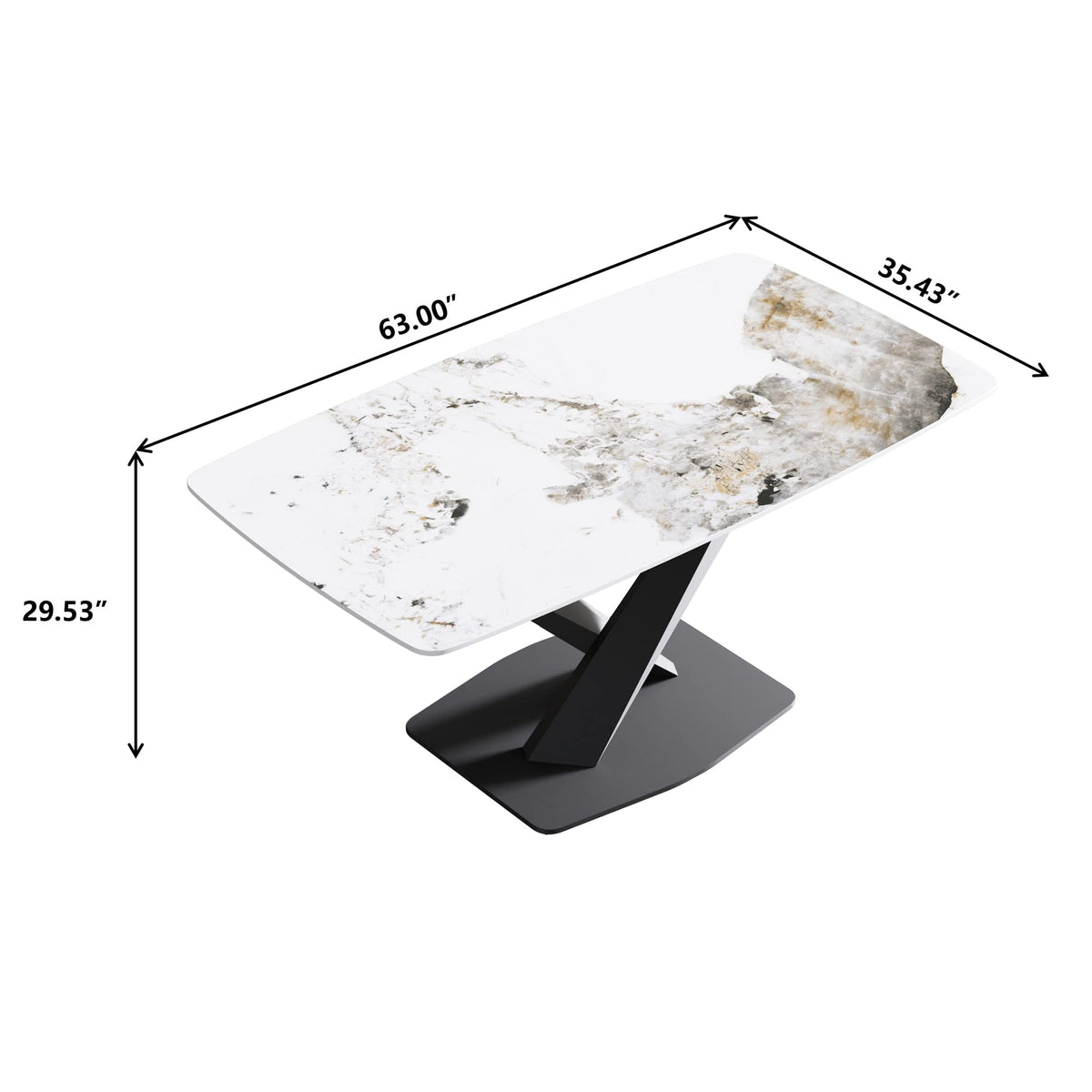 White Sintered-Stone Dining Table