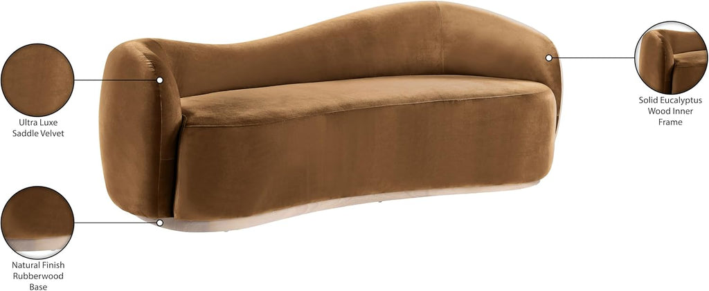 Meridian Gustavo Art Deco Velvet Loveseat