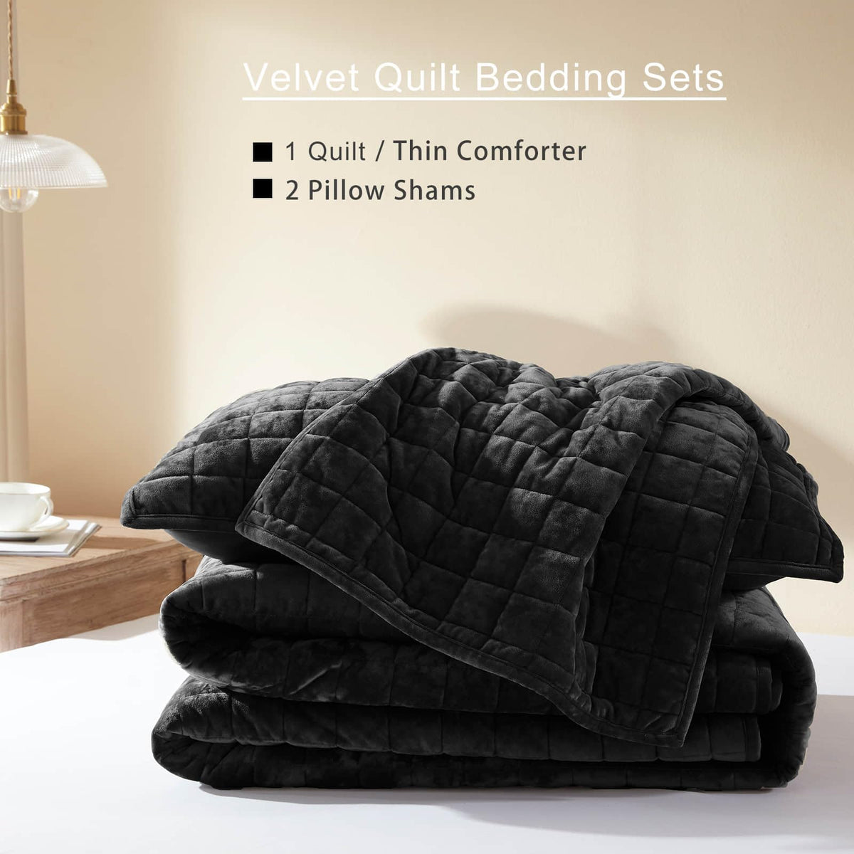 LEAONME Velvet Quilt King Size-98''x106''
