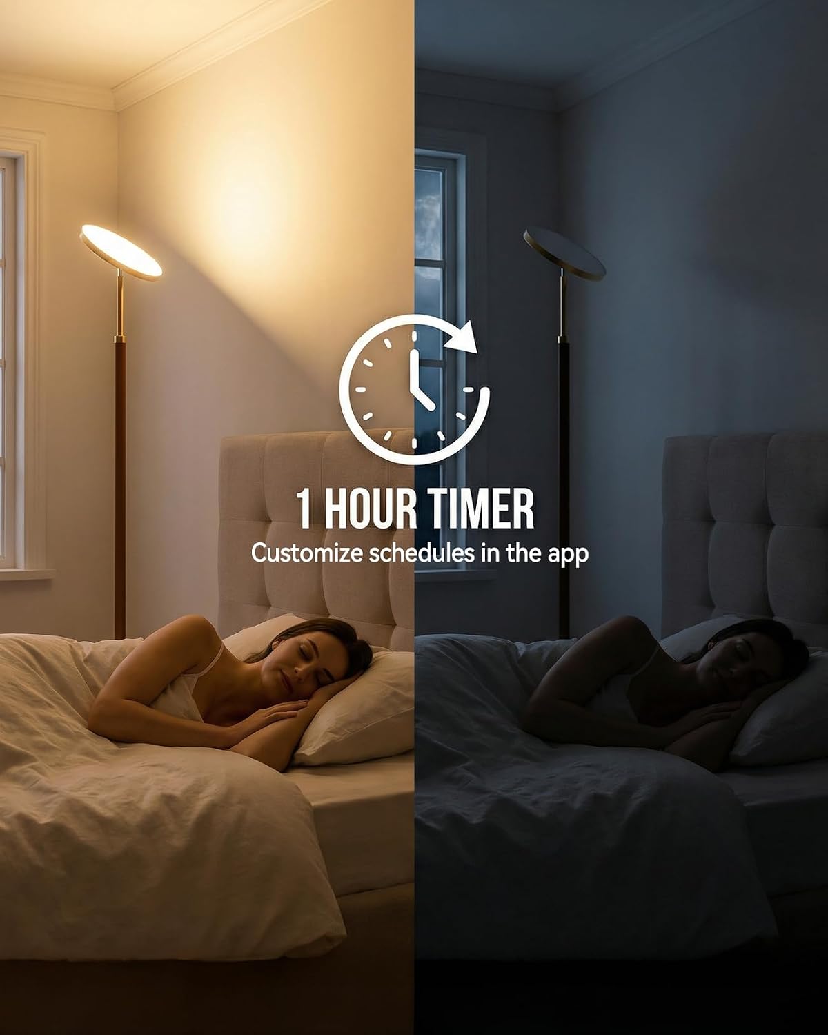 JOOFO Wood LED Torchiere Floor Lamp with Remote, 3000LM Dimmable