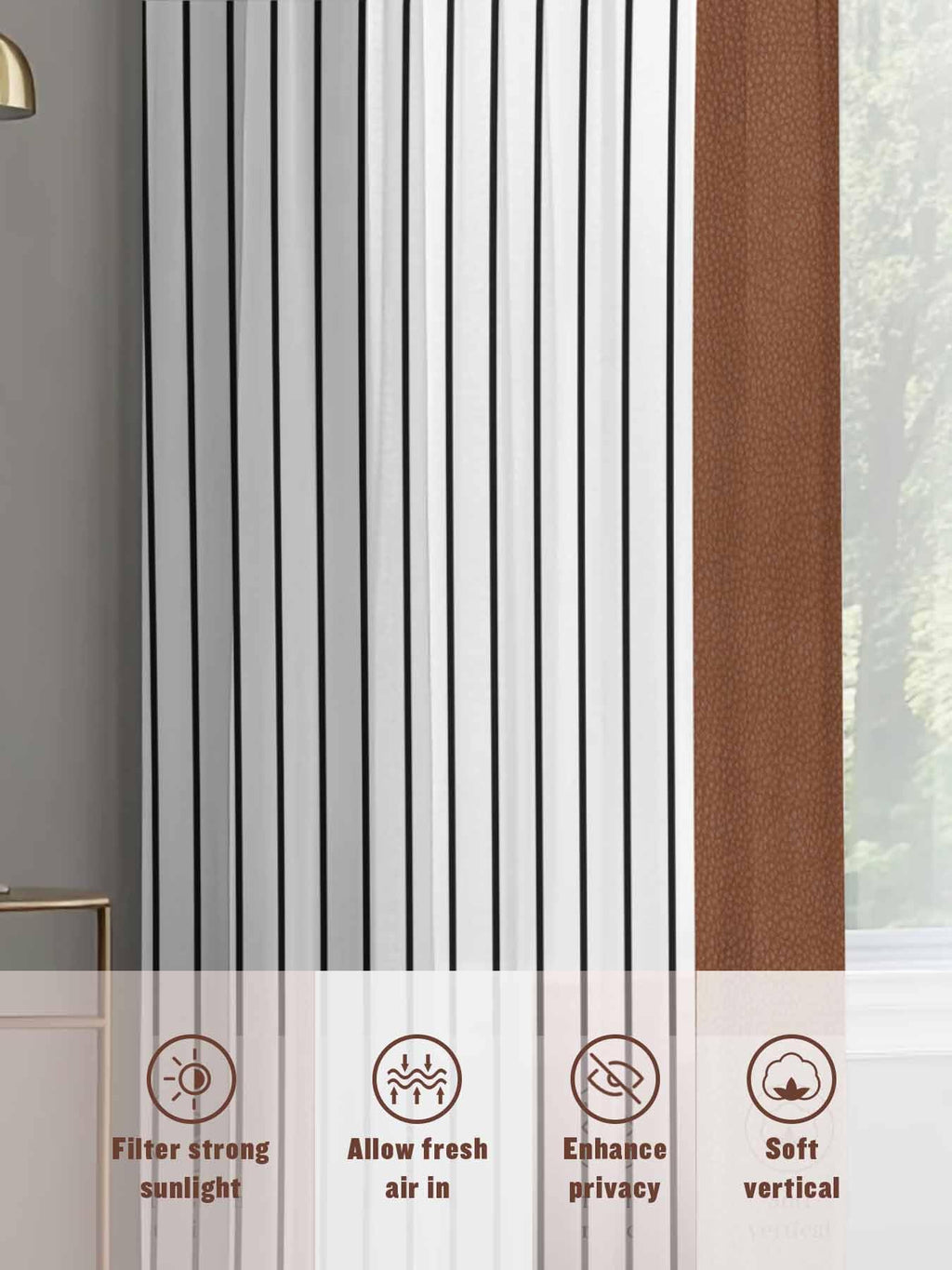 Brown Tribal Sheer Curtains, Set of Two