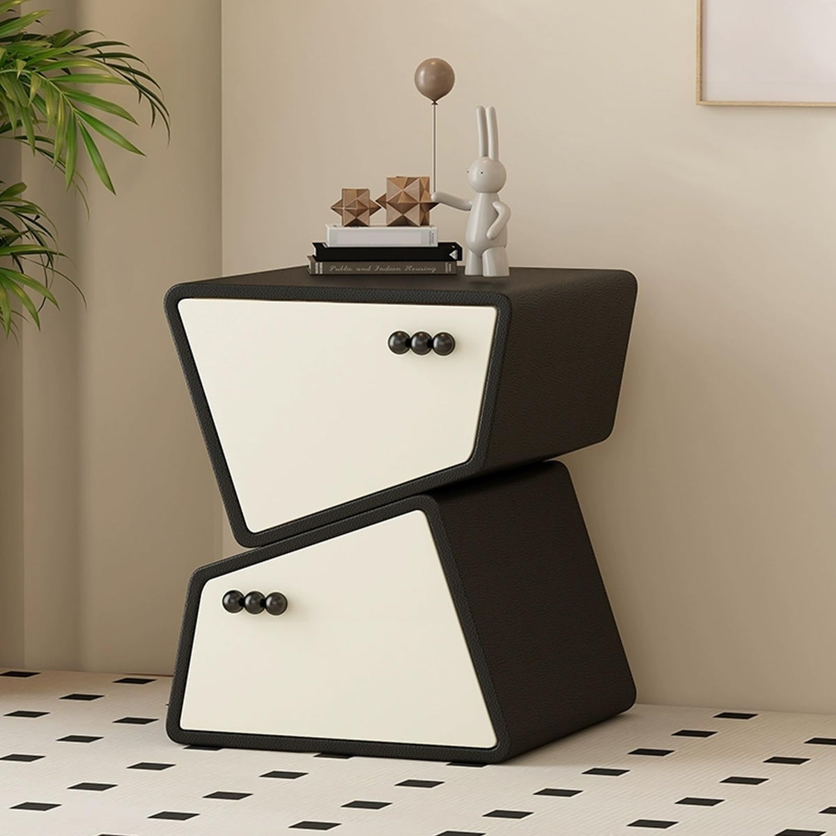 Wood Nightstand Creative Bedside Table 2 Drawer Night Stand Storage Cabinet with Drawers Side Table for Home Creative idea(Green,40cm)