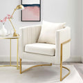 Velvet Barrel Accent Chair with Pillow