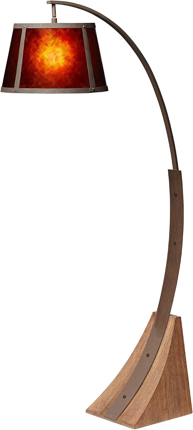 Oak River Dark Rust and Amber Mica Arc 66 1/2" Tall Floor Lamp USB Dimmer