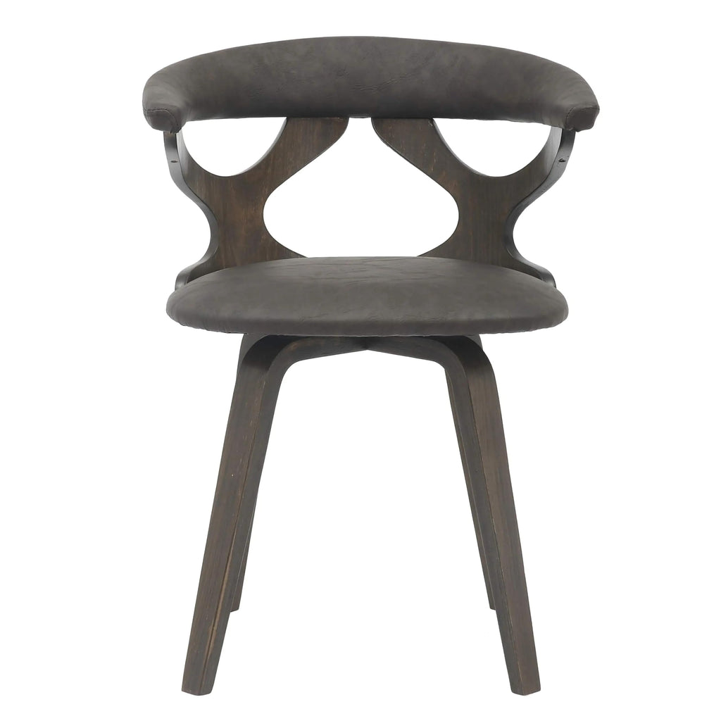 LeisureMod Klyne Leather Dining Chair with Poplar Wood Frame – Mid-Century Wooden