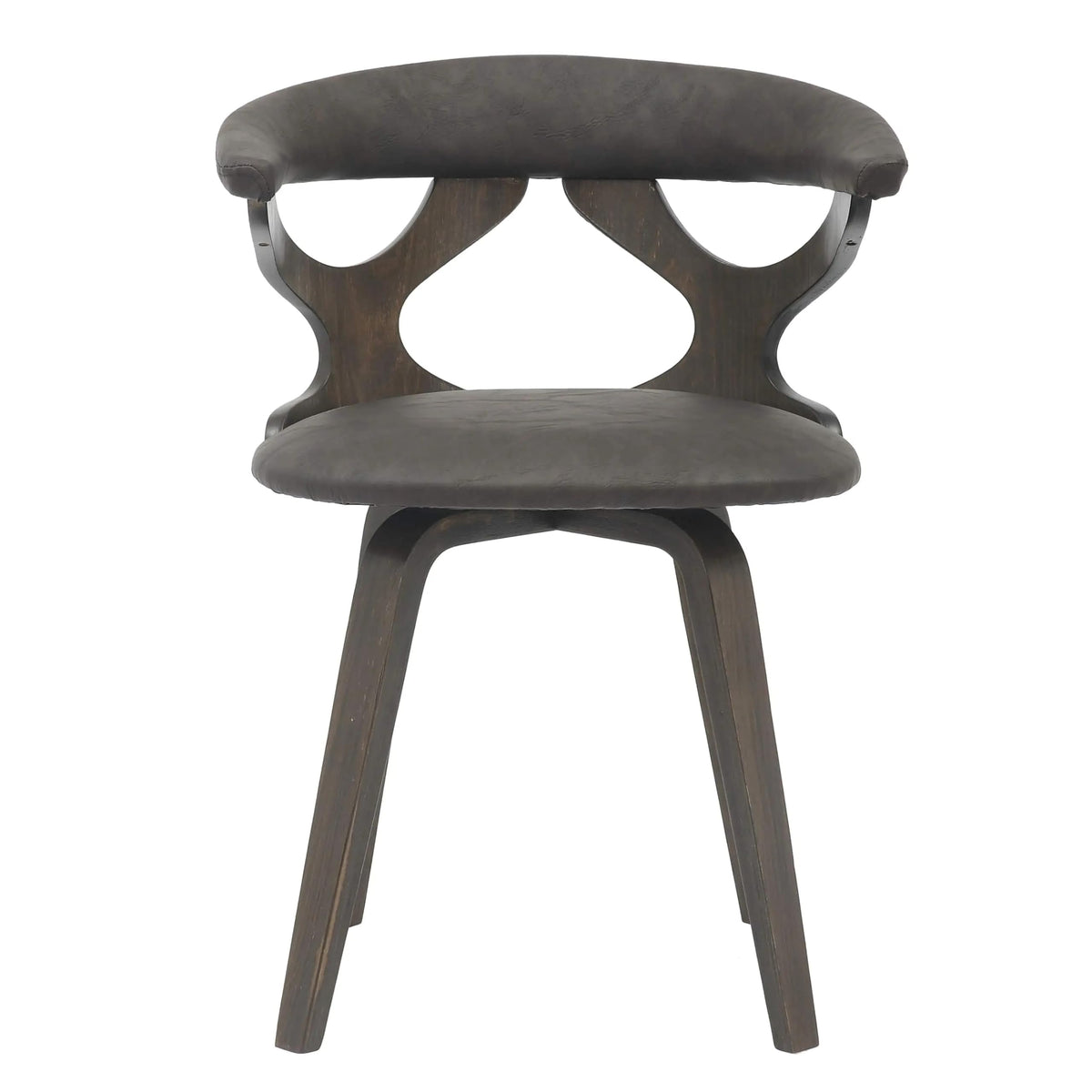 LeisureMod Klyne Leather Dining Chair with Poplar Wood Frame – Mid-Century Wooden