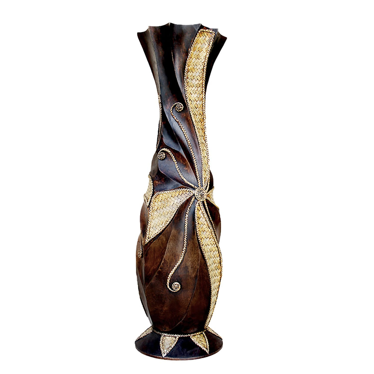 Woven Bamboo-Strip Wood Floor Vase
