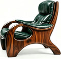 Green Faux Leather Accent Chair with Solid Wood Frame, Lounge Armchair (Green)