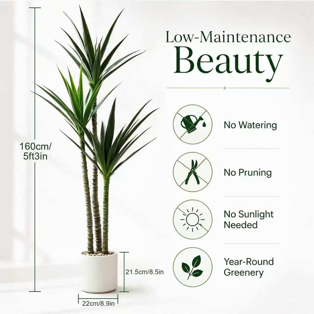 Pre-Potted Artificial Tropical Agave Plant-5ft3in, UV Resistant Fake Tree