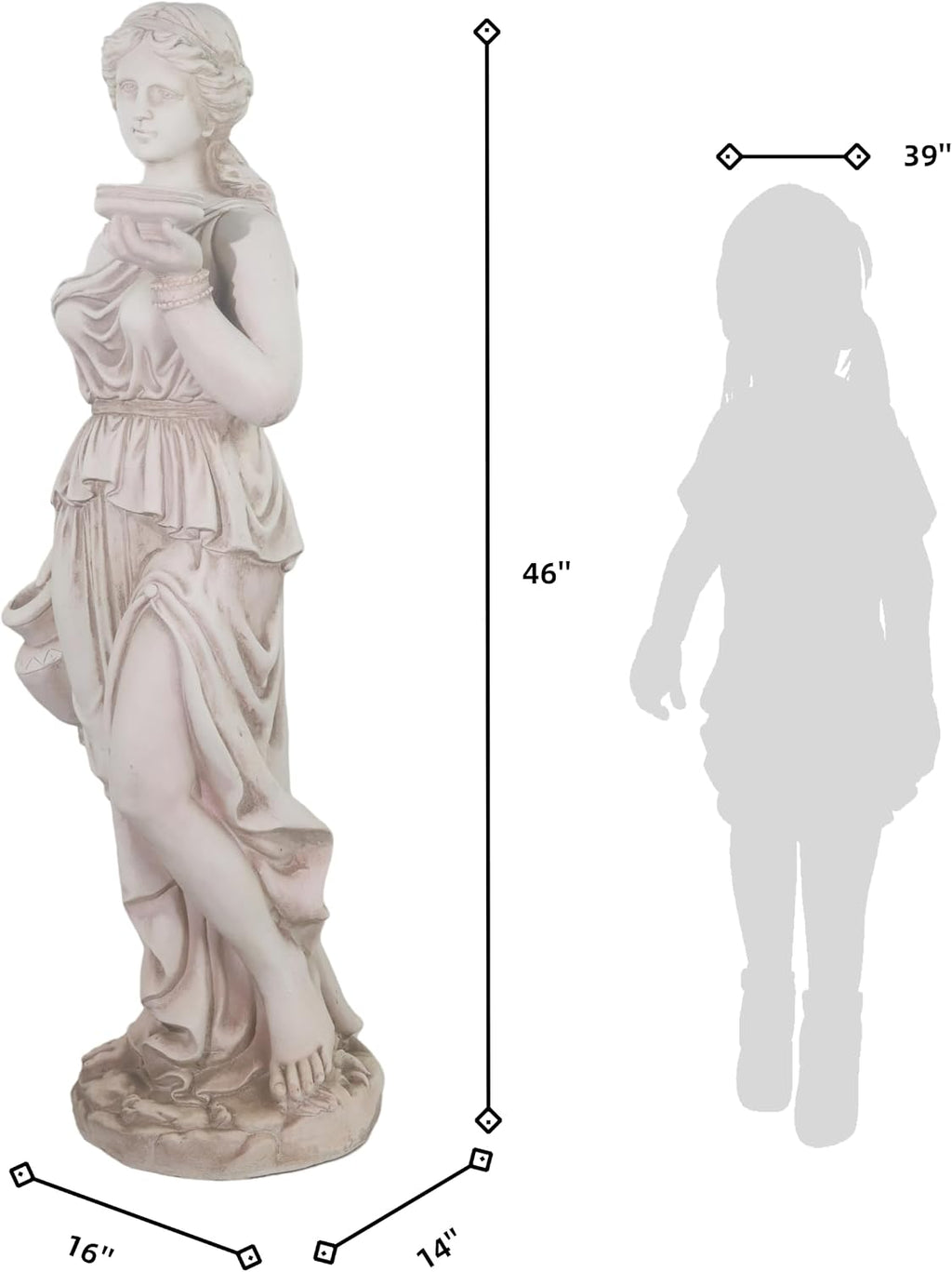 46'' High Large Nymph Statue Goddess Hebe Garden Sculpture