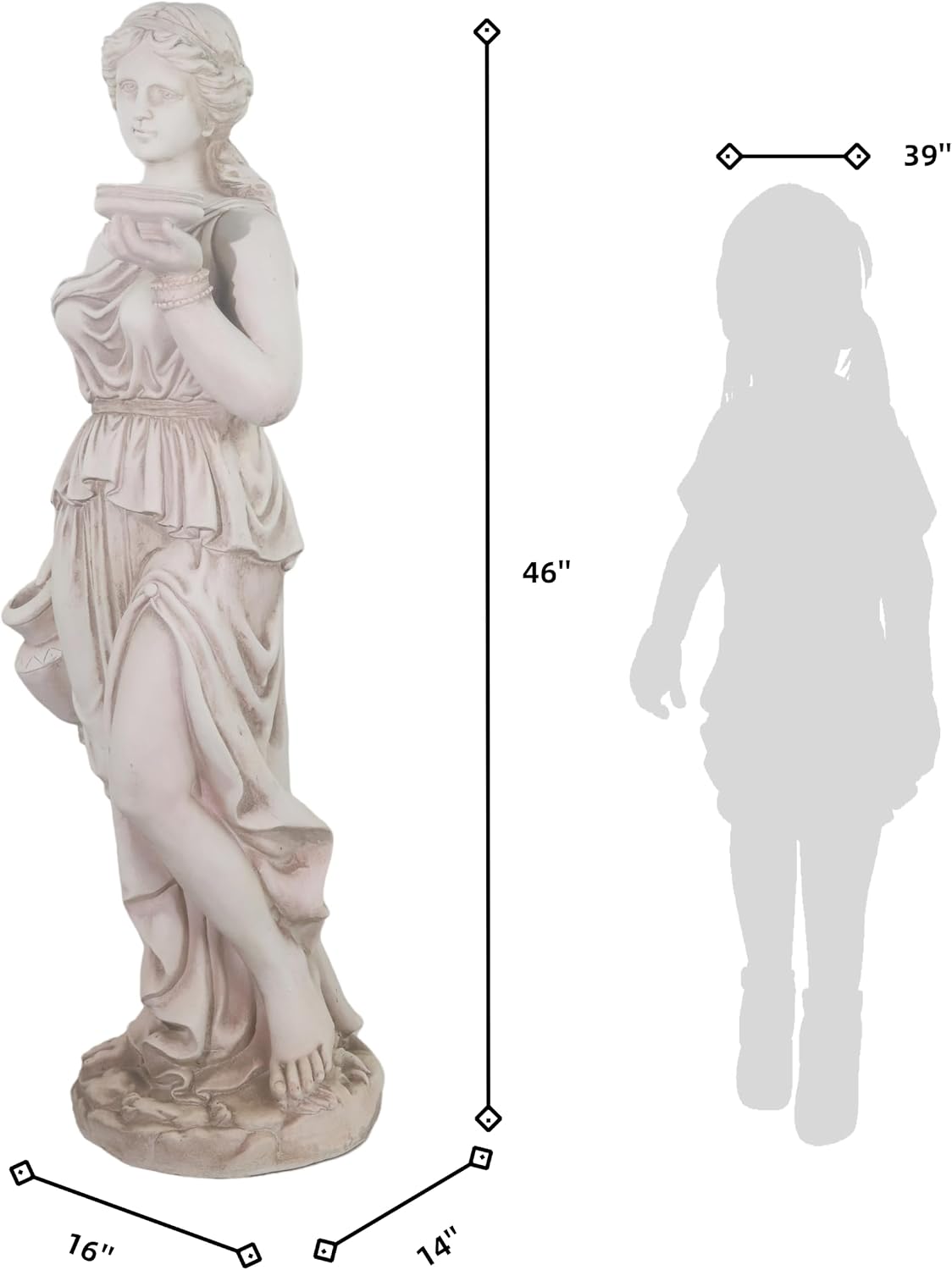 46'' High Large Nymph Statue Goddess Hebe Garden Sculpture