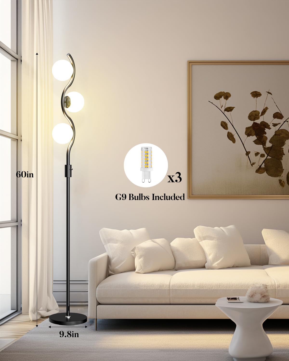 3 Globe Dimmable Tripod Floor Lamp