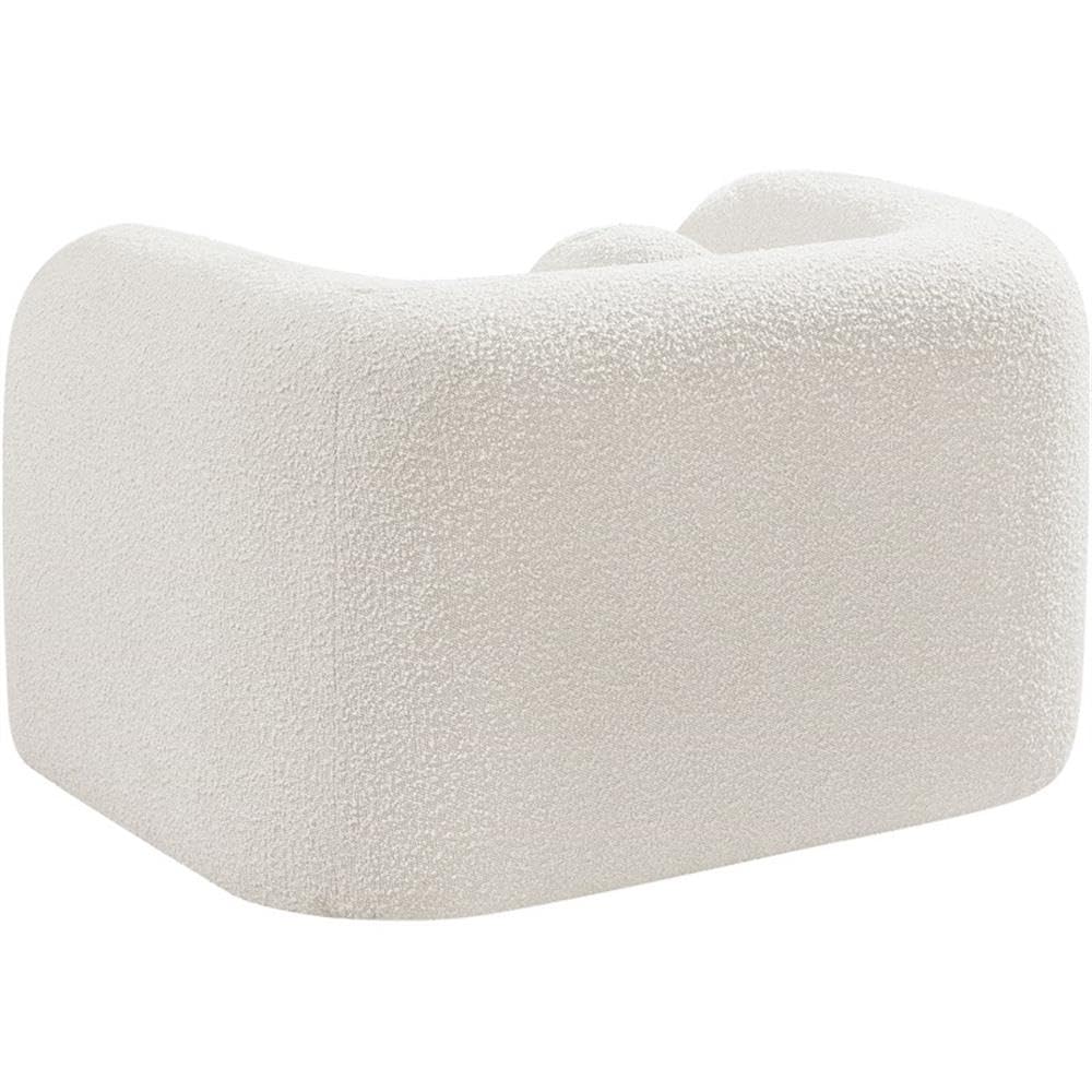 Art Deco Bouclé Accent Chair with Ball Pillow