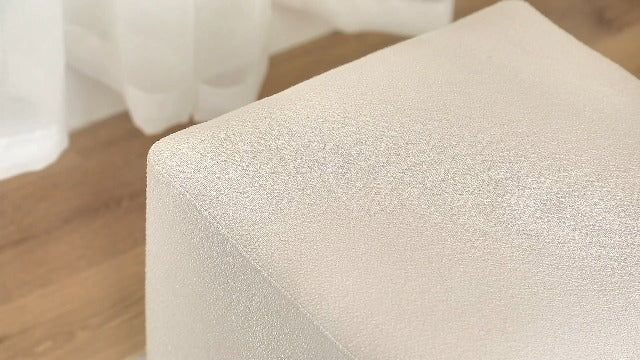 16.3-Inch Cream Linen Cube Ottoman