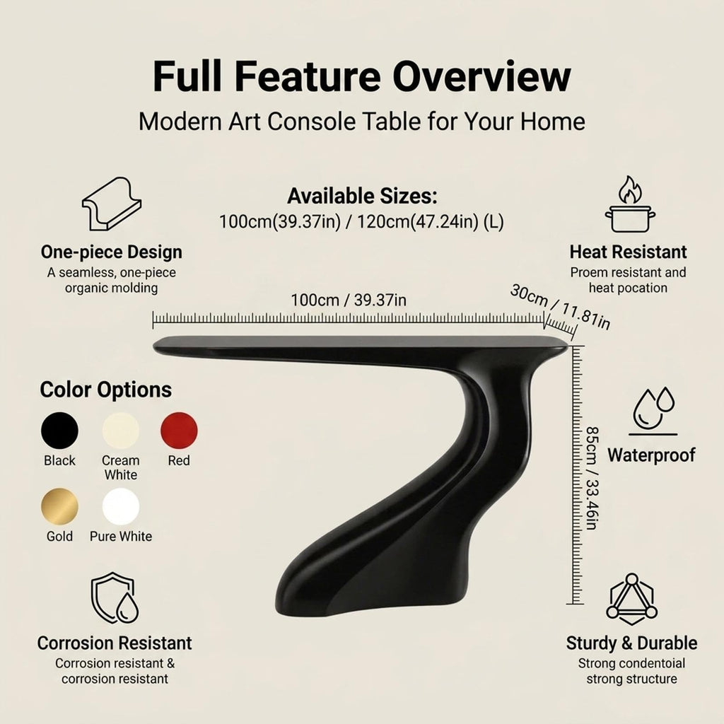 Fiberglass Modern Console Table