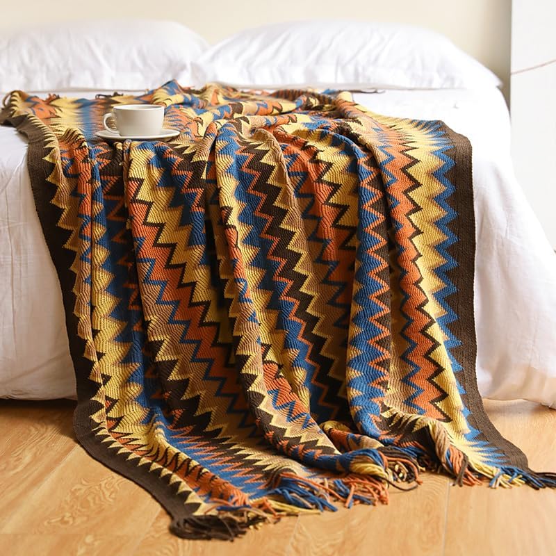 Bohemian Knit Tassel Throw Blanket