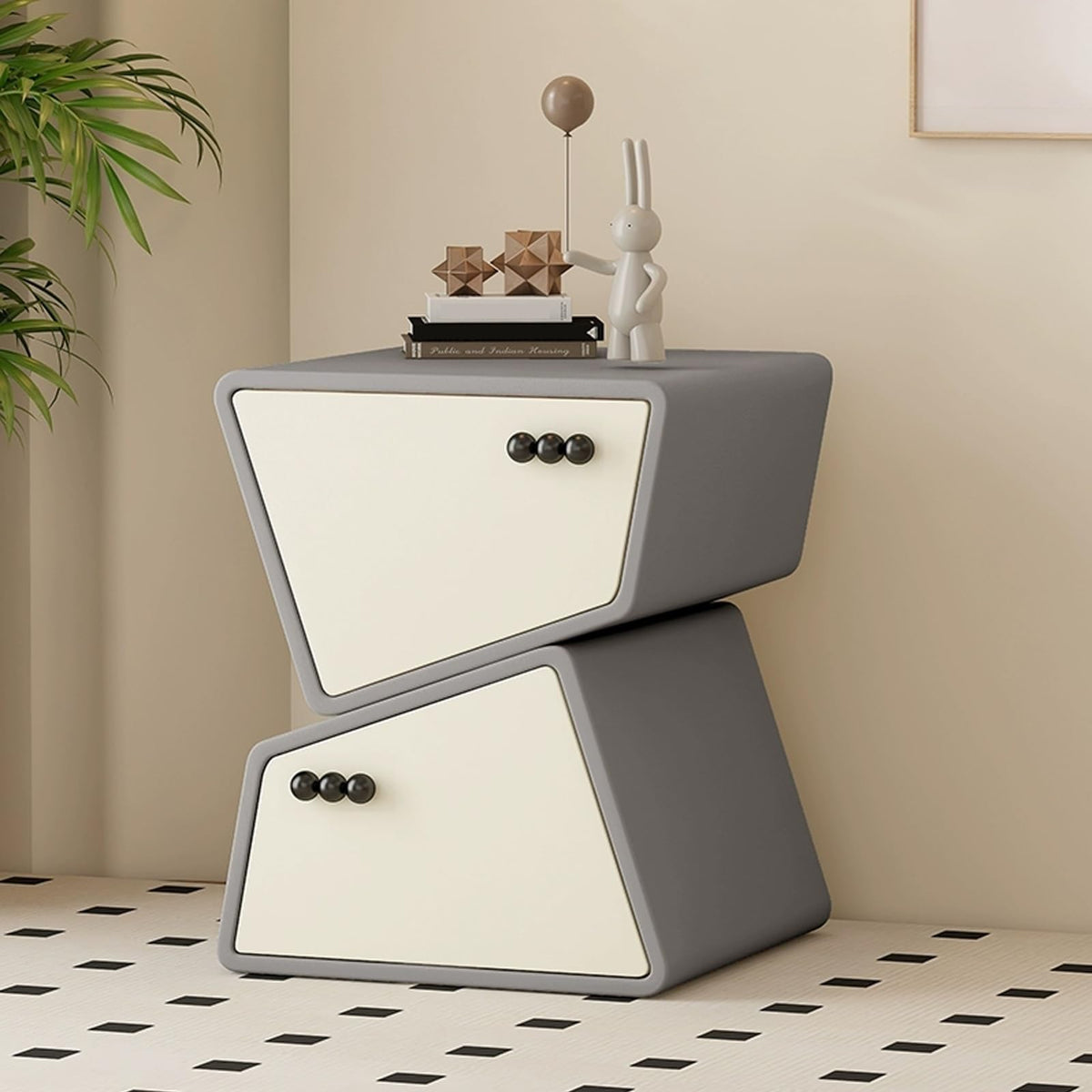 Wood Nightstand Creative Bedside Table 2 Drawer Night Stand Storage Cabinet with Drawers Side Table for Home Creative idea(Green,40cm)