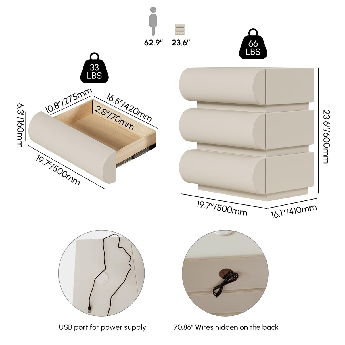 Smart Faux-Leather Nightstand