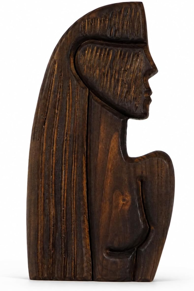 Wood Whimsical Room Decor Face Statue for Women