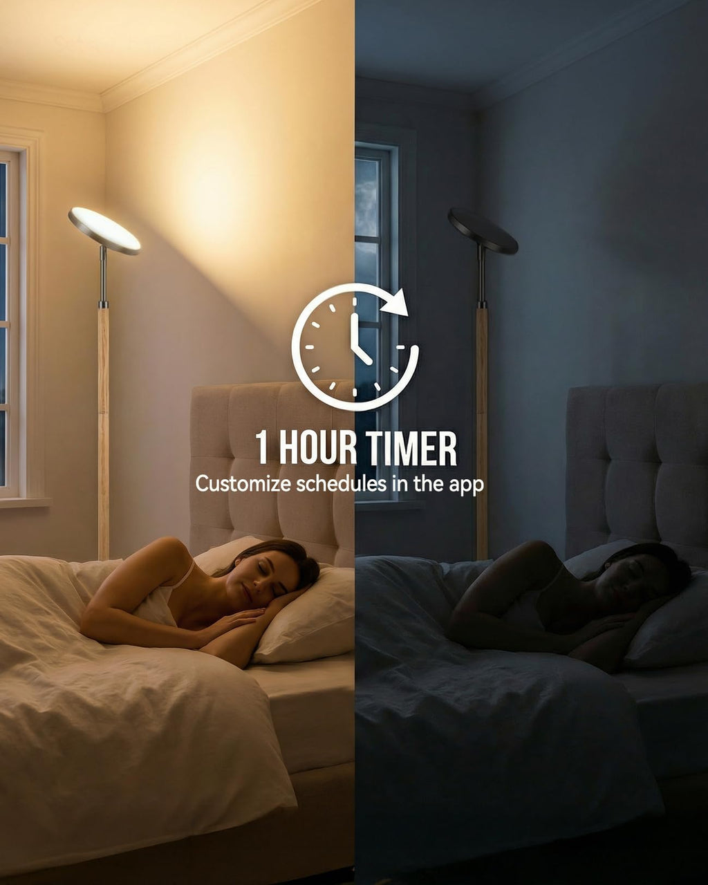 JOOFO Wood LED Torchiere Floor Lamp with Remote, 3000LM Dimmable