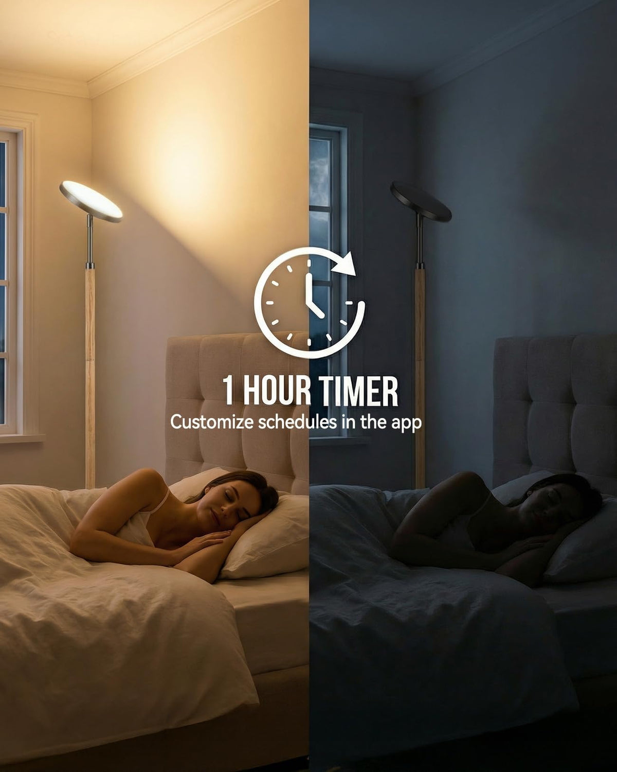 JOOFO Wood LED Torchiere Floor Lamp with Remote, 3000LM Dimmable