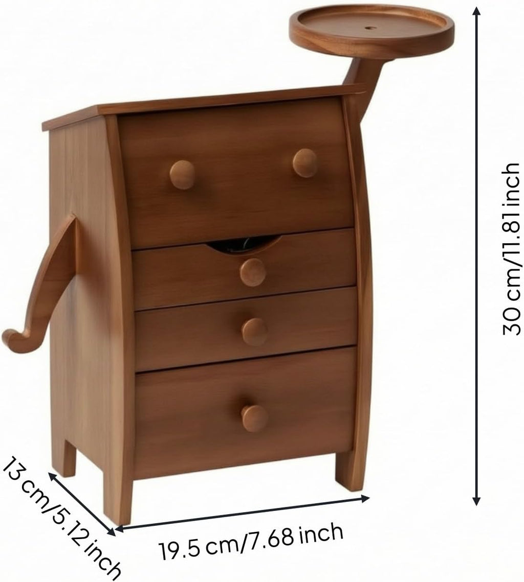 Jewelry Storage Drawer Solid Wood Jewelry Organizer Box Cabinet Four Drawer System Soft Lined Sections Dust Protection Enclosed Saving Curved Side suitable for dresser
