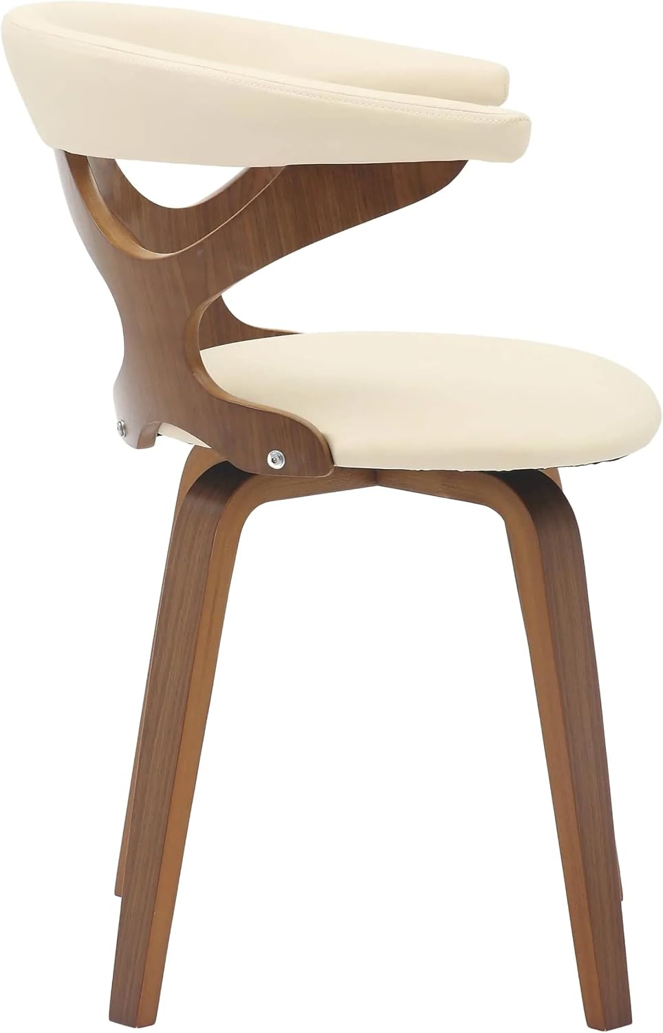 LeisureMod Klyne Leather Dining Chair with Poplar Wood Frame – Mid-Century Wooden