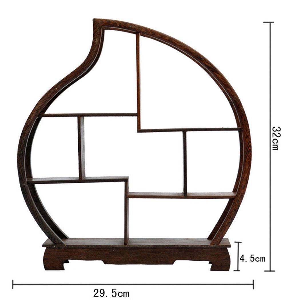 Carved Wood Curio Display Stand