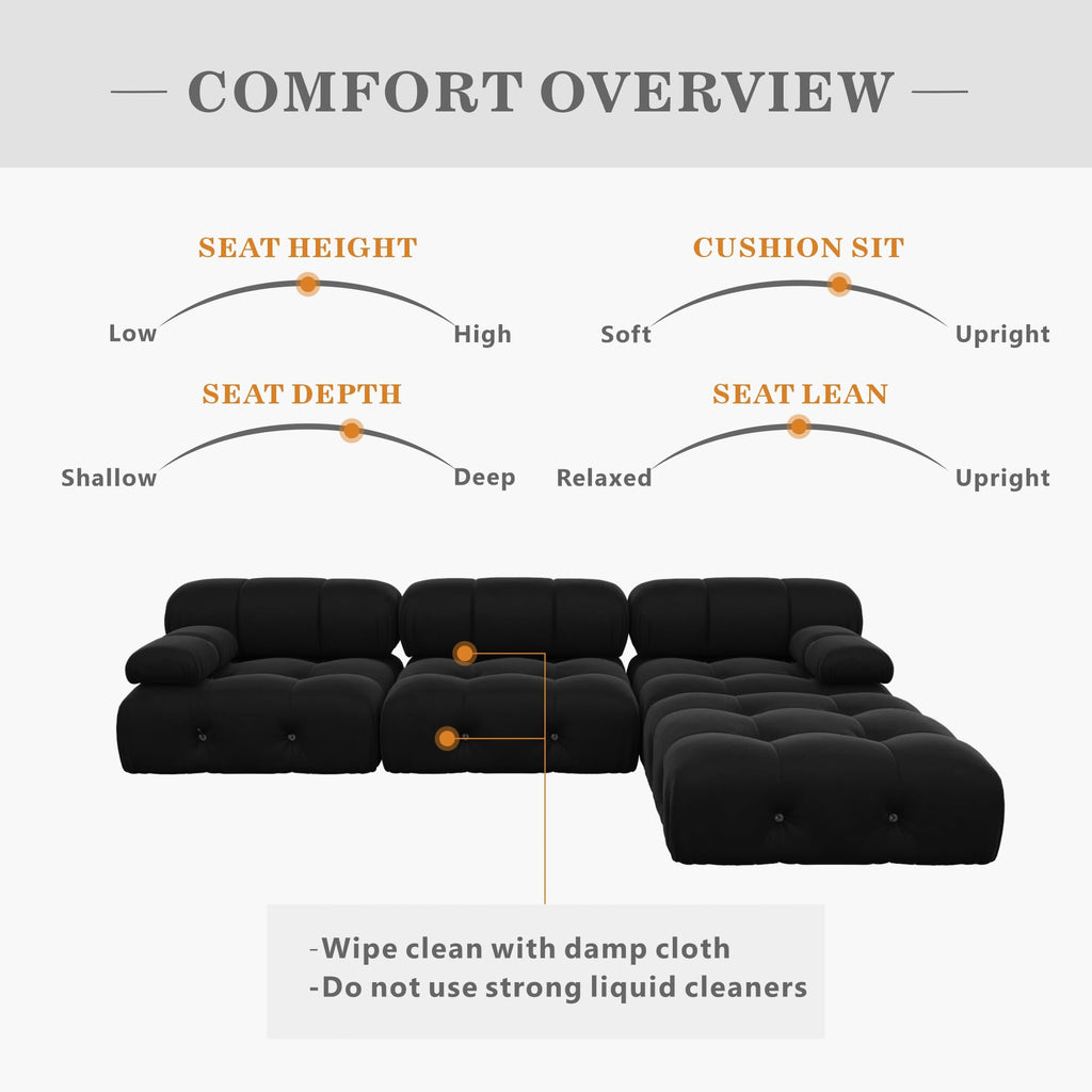 JACH Black Modular Sectional Sofa