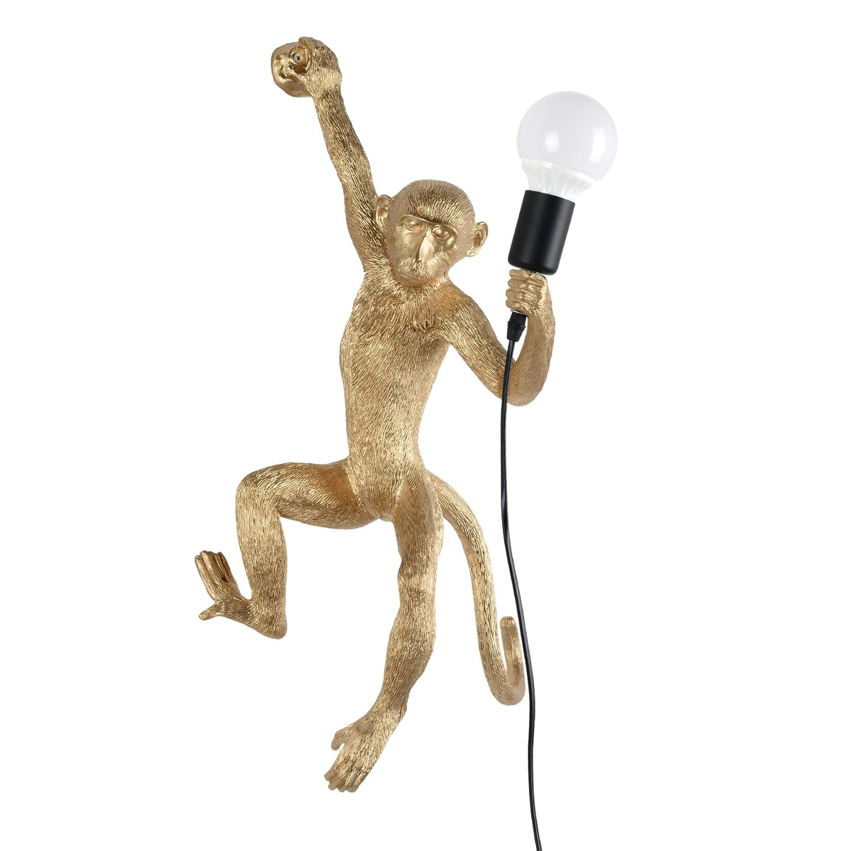 Modern Resin Monkey Wall Lamp & Pendant Light - Hemp Rope Vintage Lamp for Home Decor - Dining, Living Room, Bedroom, Entryway (Black)