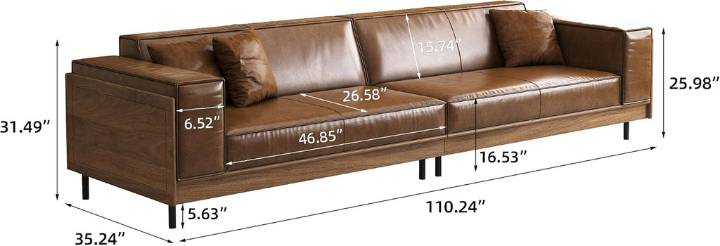 110.24" Minimalist Outdoor 4 Person Patio Sofa Couch, Brown