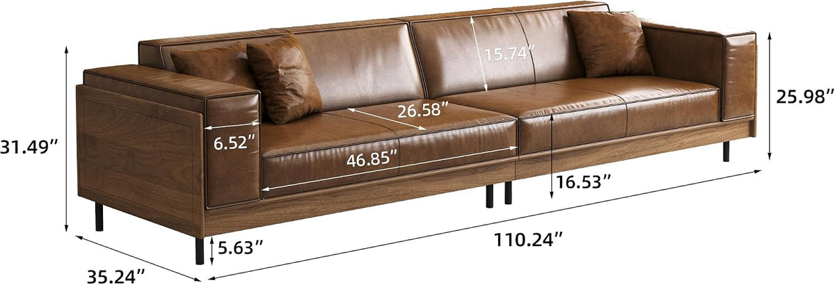 110.24" Minimalist Outdoor 4 Person Patio Sofa Couch, Brown