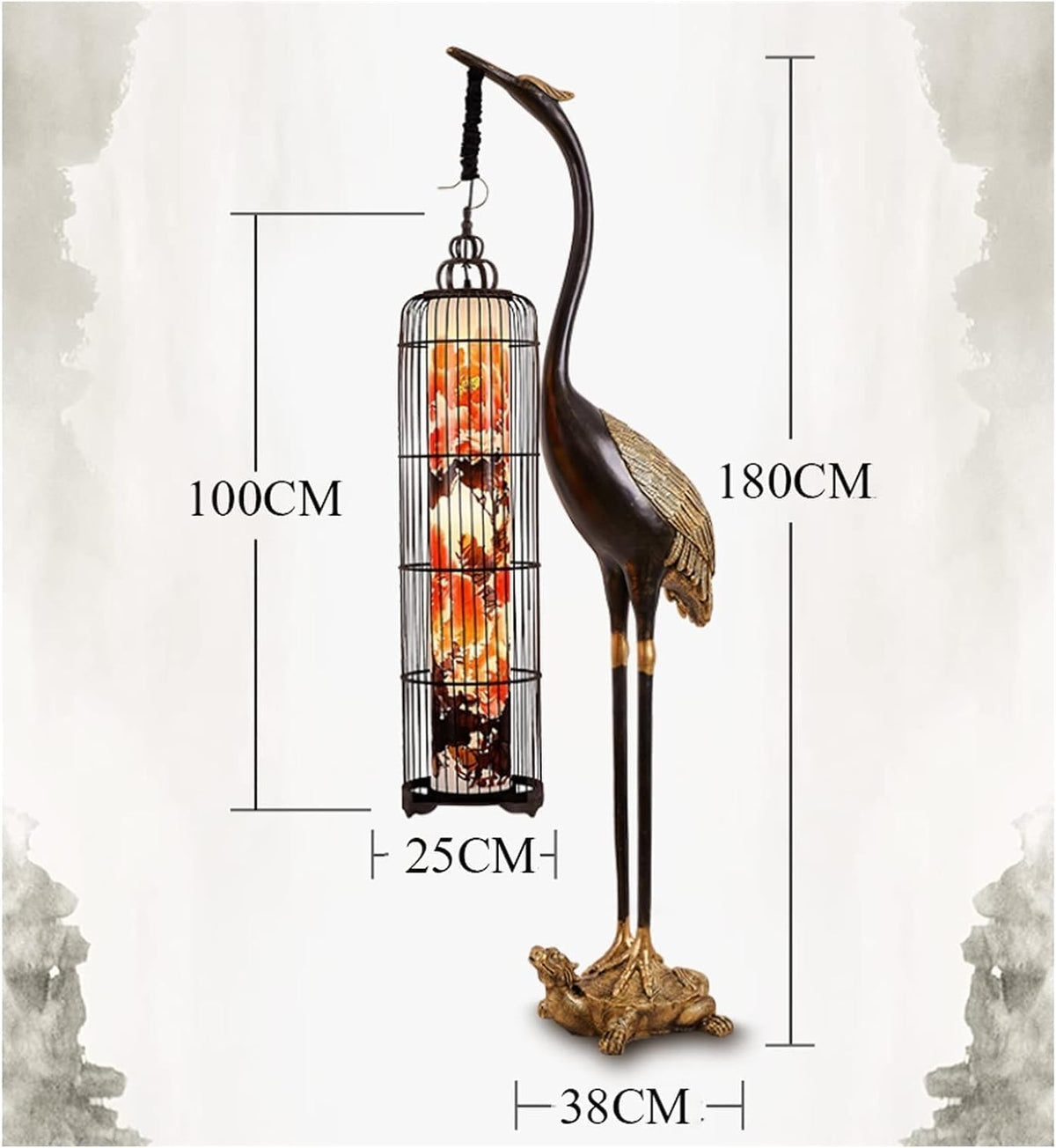 Floor Lamps Compatible with Bedroom Chinese Floor Lamp Crane Lantern Tea Room