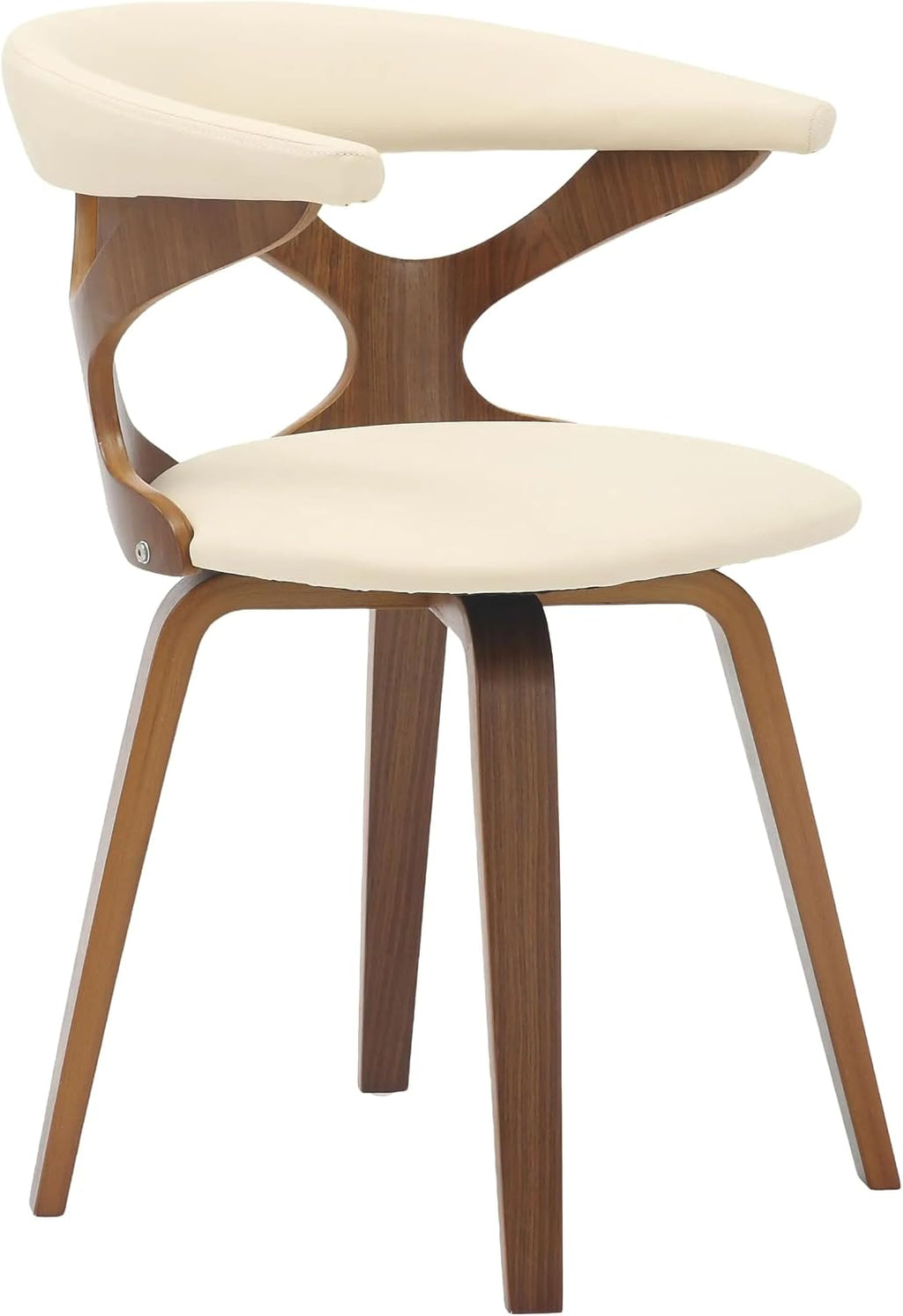 LeisureMod Klyne Leather Dining Chair with Poplar Wood Frame – Mid-Century Wooden