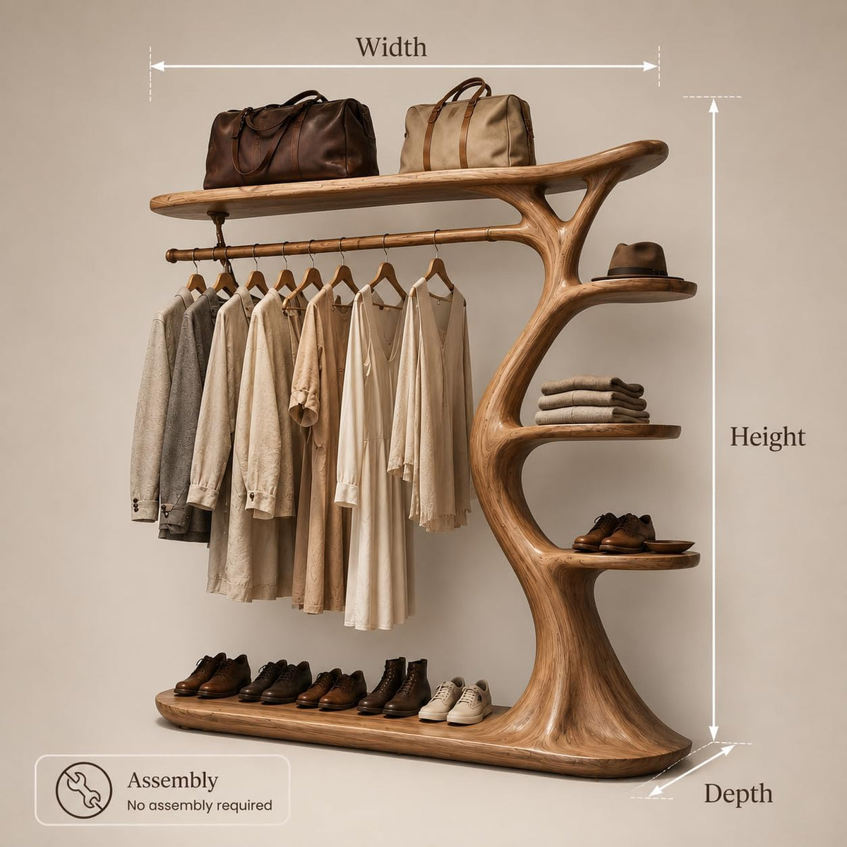 Rustic Coat Rack with Shoe Shelf, 70” H x 60” W Entryway Hall Tree Organizer for Mudroom, Hallway, Foyer Storage (Option 2)