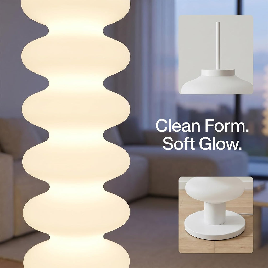 Modern Floor Lamp with White Acrylic Shade＆ 3 Color Temperatures