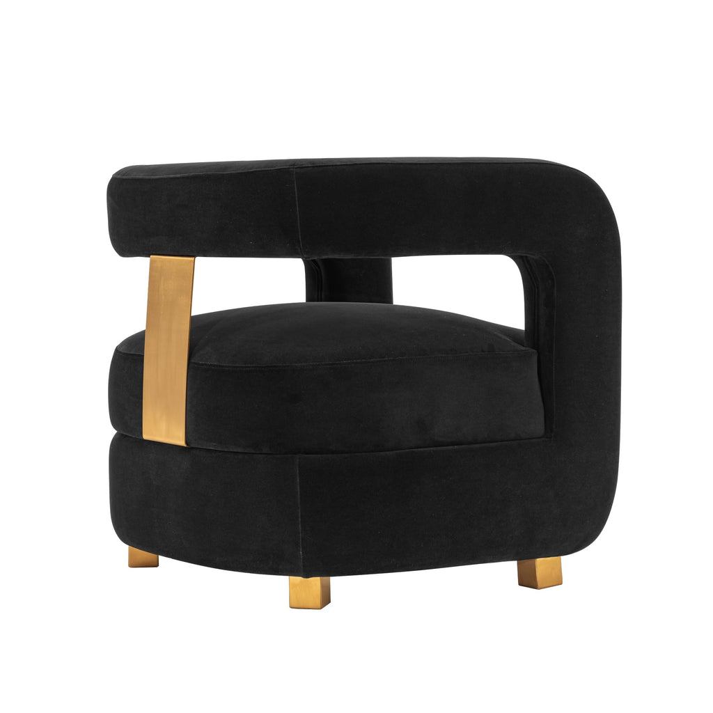 Manhattan Comfort Amirah Modern Velvet Accent Chairs with Geometric Floating Open