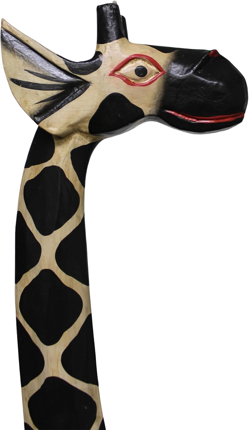 79 Inches Hand Carved Wooden African Giraffe Statue Sculpture WorldBazzar Brand