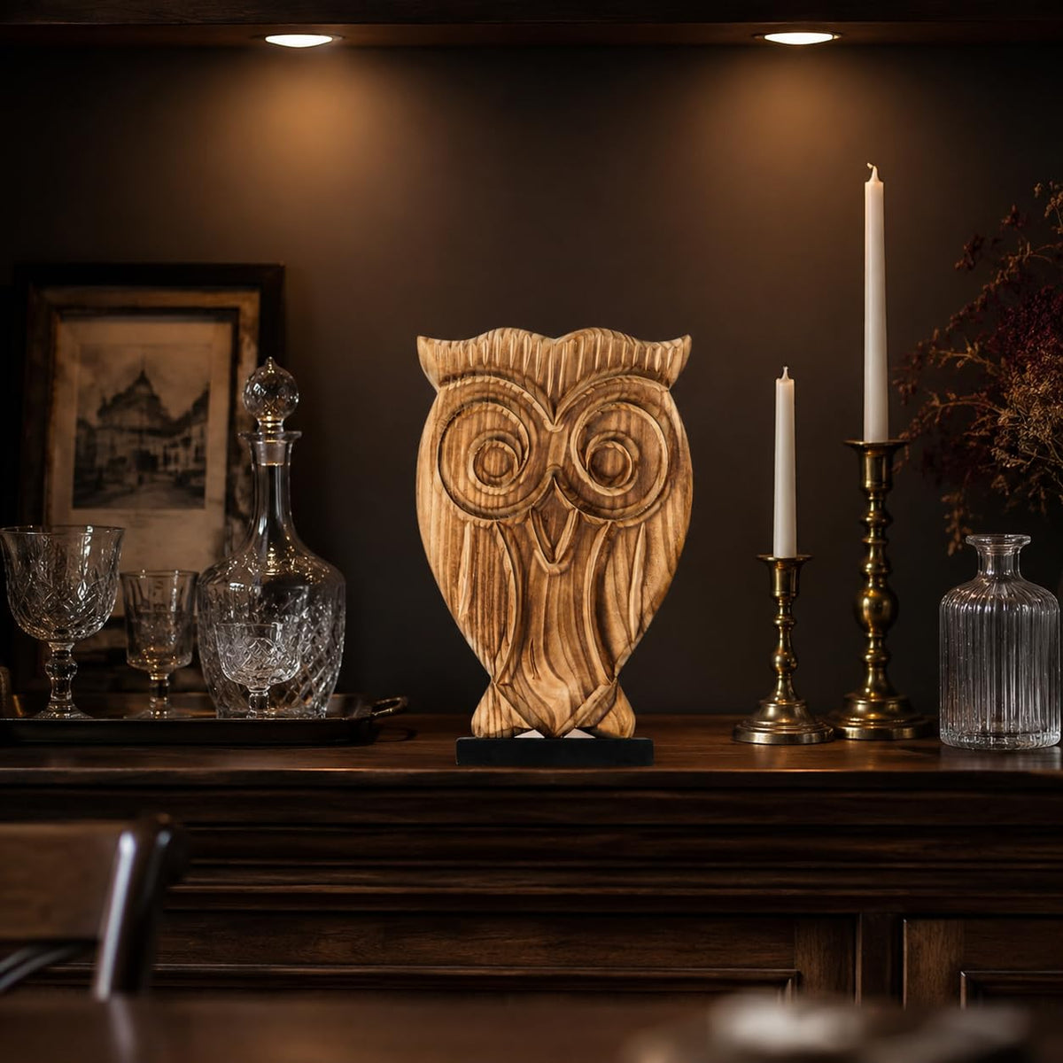 Wood Whimsical Room Decor Face Statue for Women