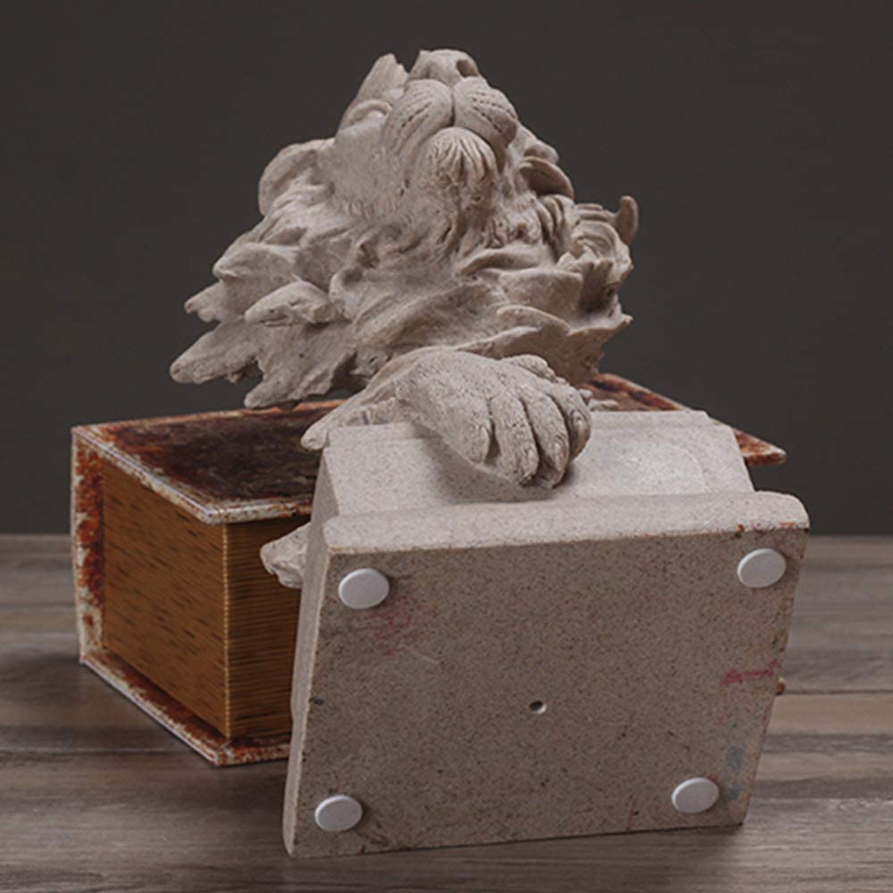 H&W Sandstone Lion Statue, The King of Beast, Collectible Figurines, Golden