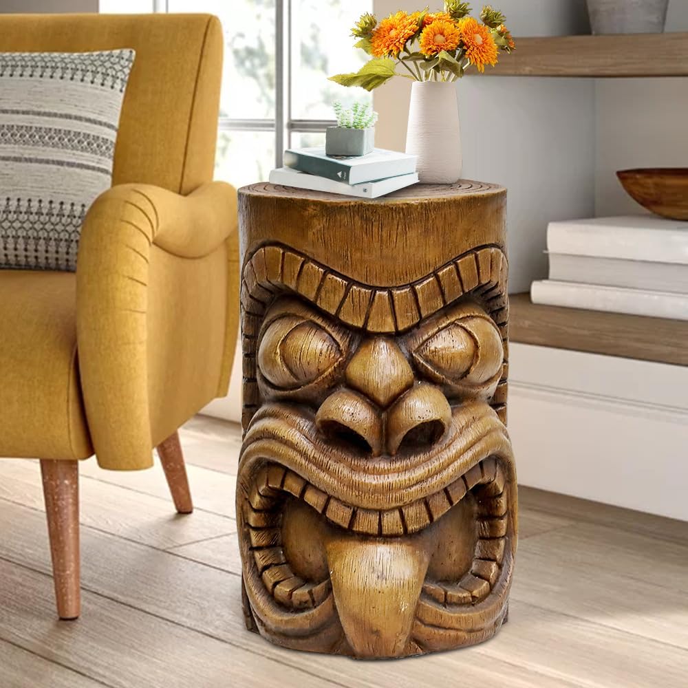 Kanaloa-Inspired Tiki Concrete Accent Stool