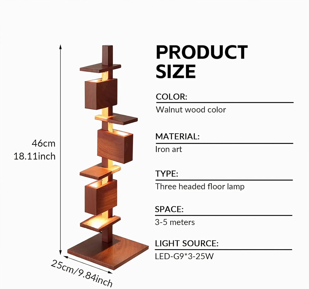 Walnut Floor Lamp with Display Shelves