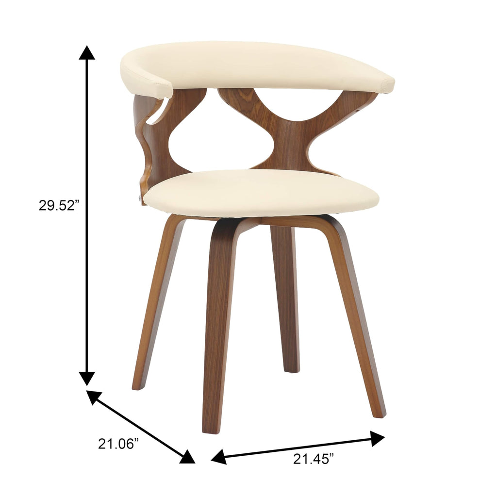 LeisureMod Klyne Leather Dining Chair with Poplar Wood Frame – Mid-Century Wooden