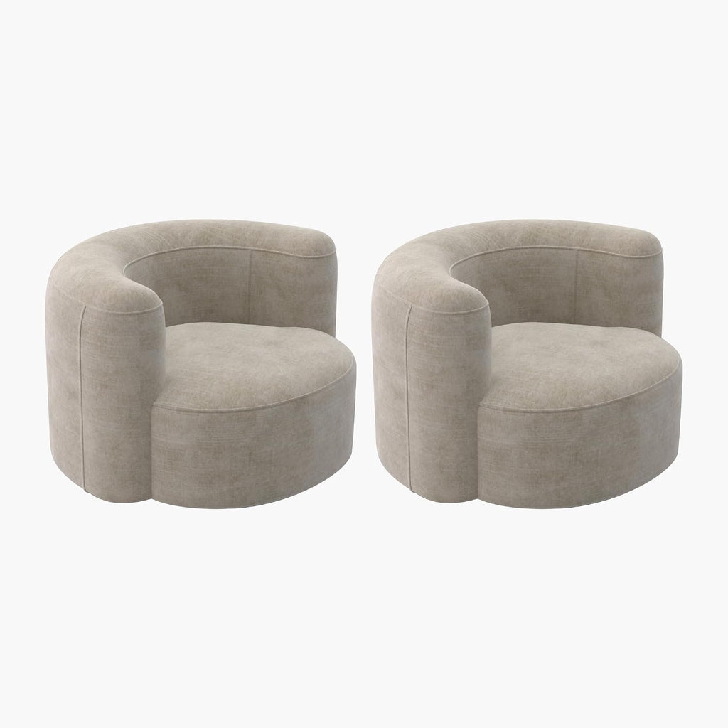 Acanva Mellow Tight Curved Back Accent Chairs Set of 2, Velvet Sofa