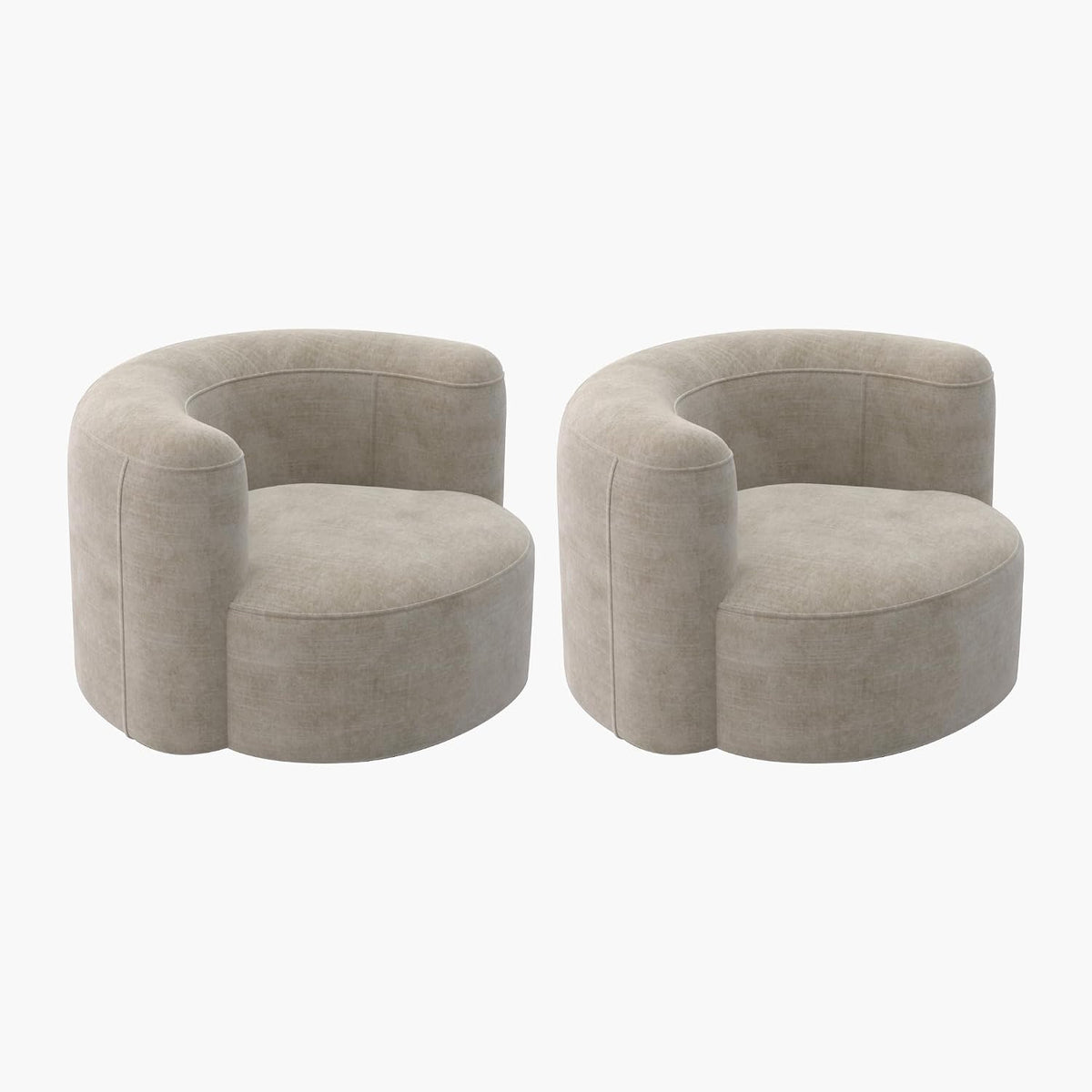 Acanva Mellow Tight Curved Back Accent Chairs Set of 2, Velvet Sofa