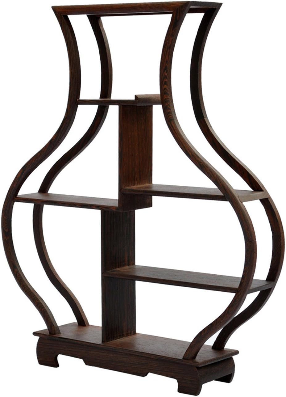Carved Wood Curio Display Stand
