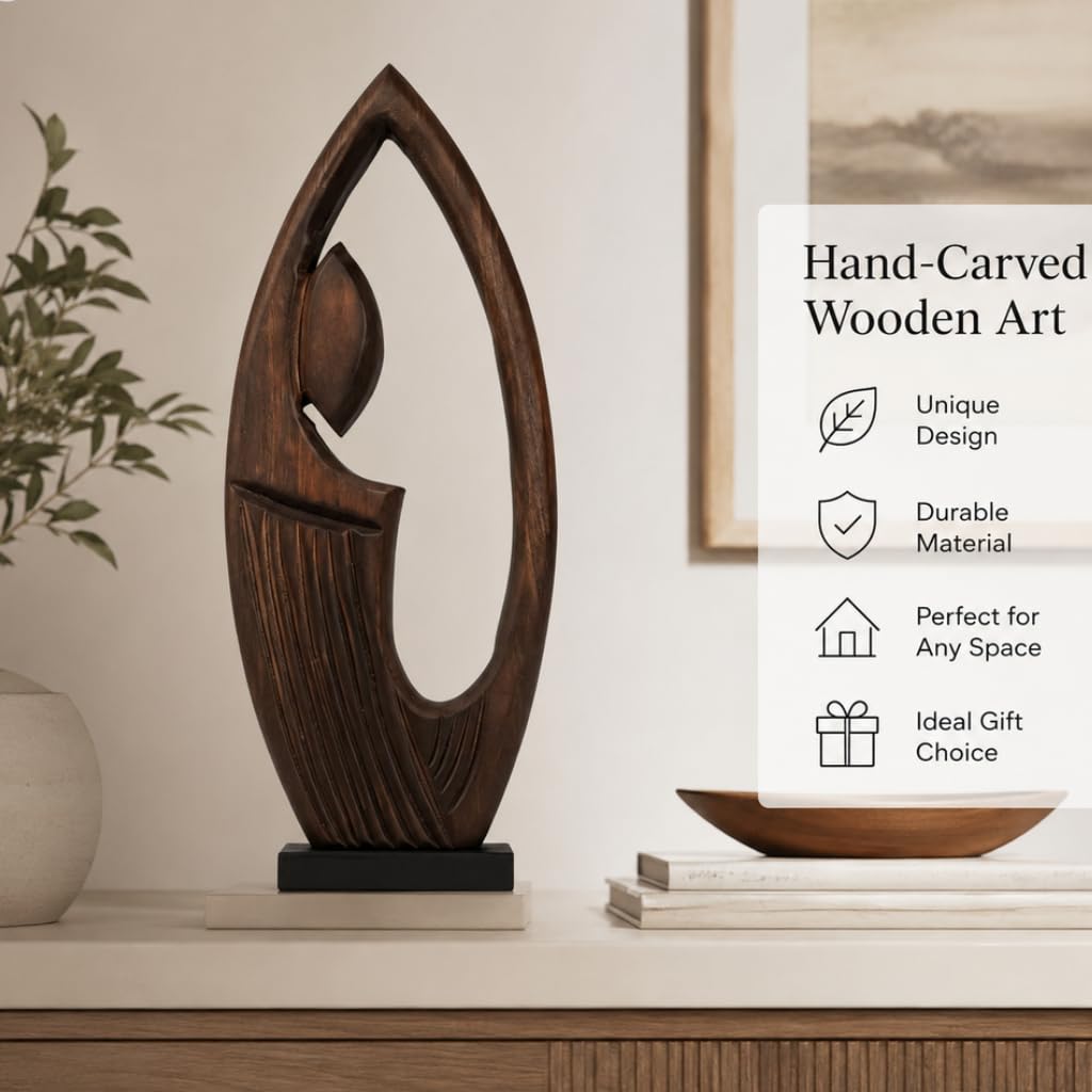 Wood Whimsical Room Decor Face Statue for Women